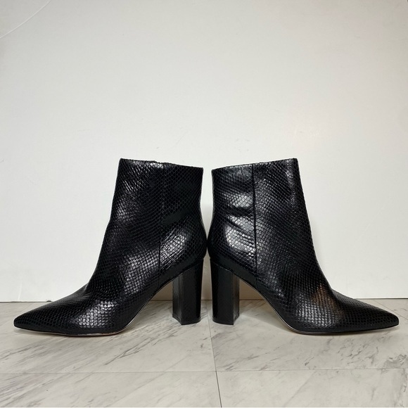 Marc Fisher Ulani Black Snake Print Leather Pointy Toe Bootie 11M - Picture 7 of 14